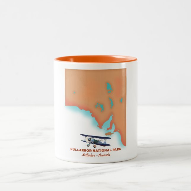 Karte des Nullarbor Nationalparks Australien Zweifarbige Tasse (Mittel)