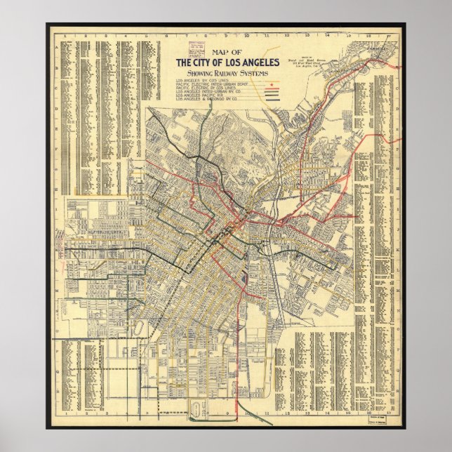 Karte des öffentlichen Verkehrs von Los Angeles im Poster (Vorne)