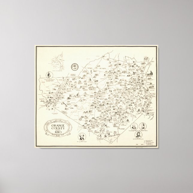 Karte des Orange Landkreises, New York vor 1810 Leinwanddruck (Vorderseite)