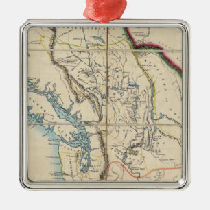 Karte des Oregon-Gebiets 2 Silbernes Ornament