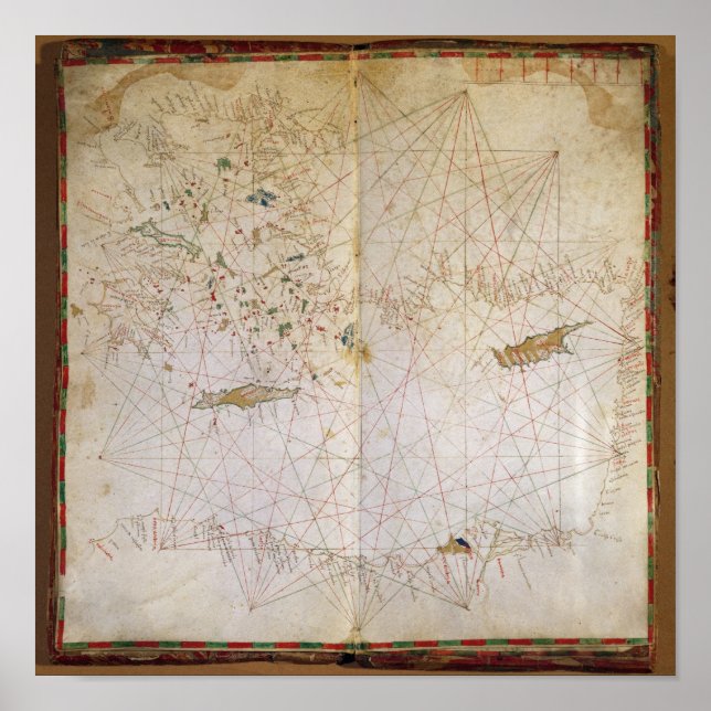 Karte des östlichen Mittelmeers Poster (Vorne)