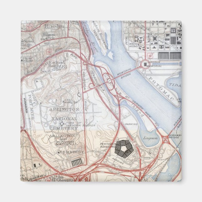 Karte des Pentagon-Straßensystems Magnet (Vorne)