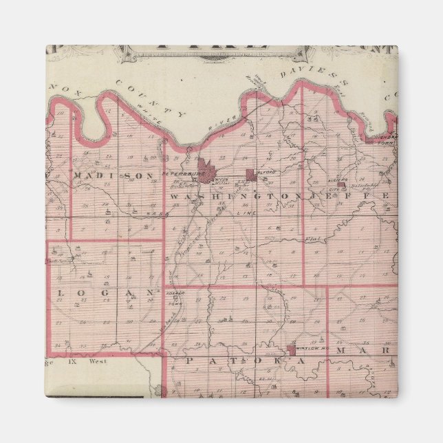 Karte des Pike-Landkreises mit Petersburger Plan Magnet (Vorne)