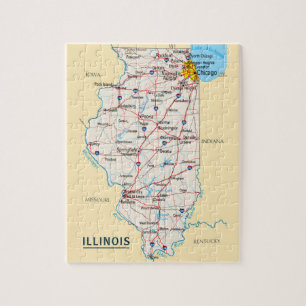 Karte des Reiseziels von Illinois Puzzle