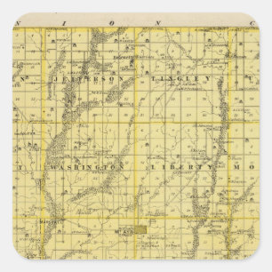 Karte des Ringgold-Landkreises, Staat von Iowa Quadratischer Aufkleber