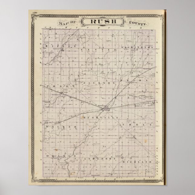 Karte des Rush-Landkreises Poster (Vorne)