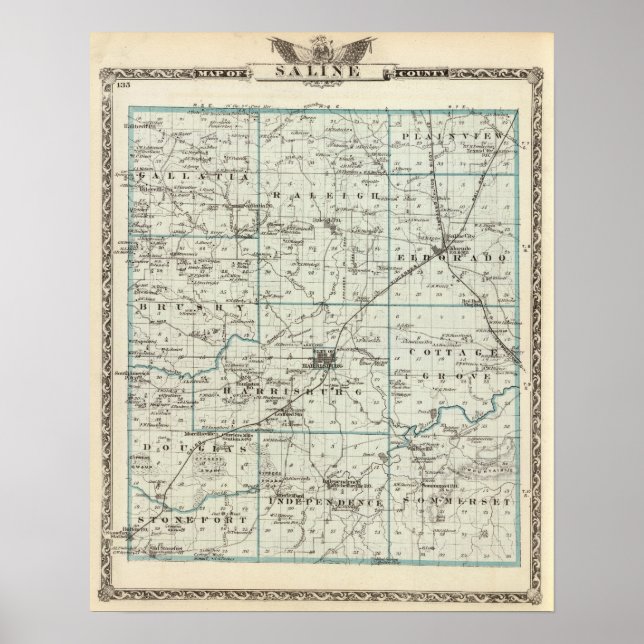 Karte des Saline-Landkreises Poster (Vorne)