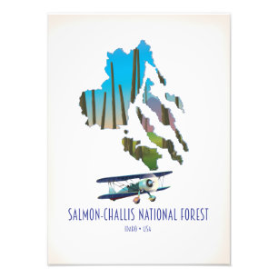 Karte des Salmon-Challis National Forest Fotodruck