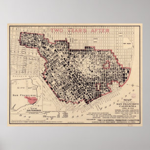 Karte des San Francisco Feuers 1906 Poster
