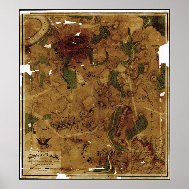 Karte des Schlachtfeldes von Antietam 17. Septembe Poster (Vorne)