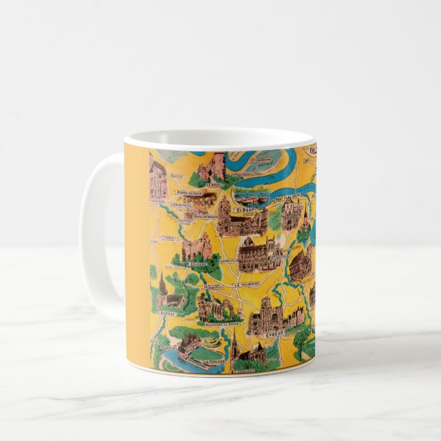 Karte des Seine-Tals der französischen Tasse (Vorderseite Links)