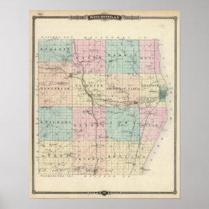 Karte des Sheboygan-Landkreises, Staat von Wiscons Poster
