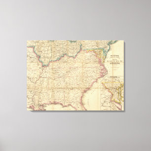 Karte des Sitzes des Zivilen Krieges in Amerika Leinwanddruck
