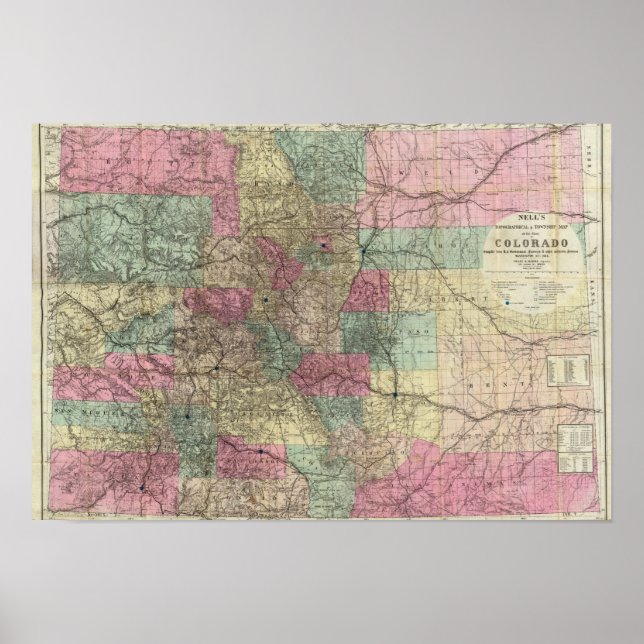 Karte des Staat Colorado Poster (Vorne)