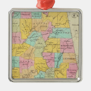 Karte des Staat von Alabama Silbernes Ornament