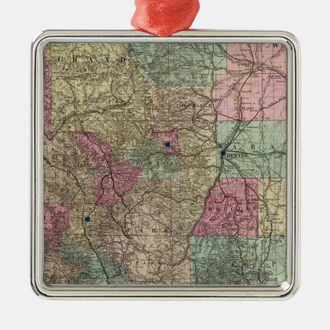 Karte des Staat von Colorado Silbernes Ornament (Vorne)