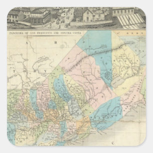 Karte des Staat von Kalifornien Quadratischer Aufkleber