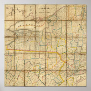 Karte des Staat von New York Poster