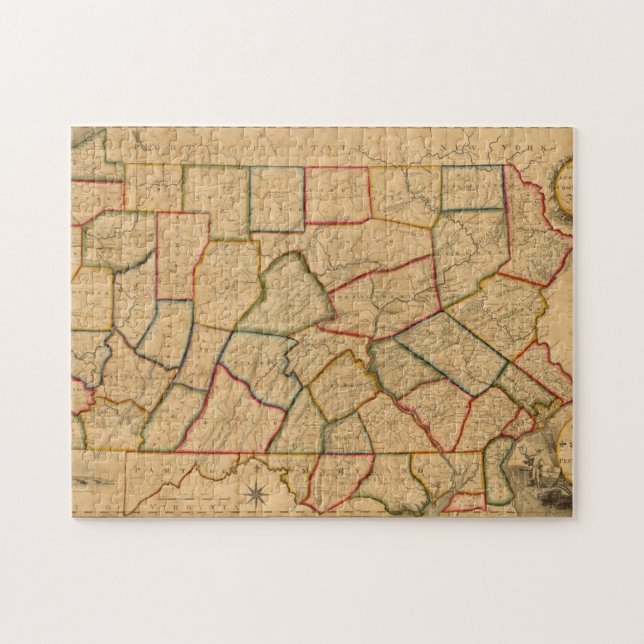 Karte des Staat von Pennsylvania Puzzle (Horizontal)