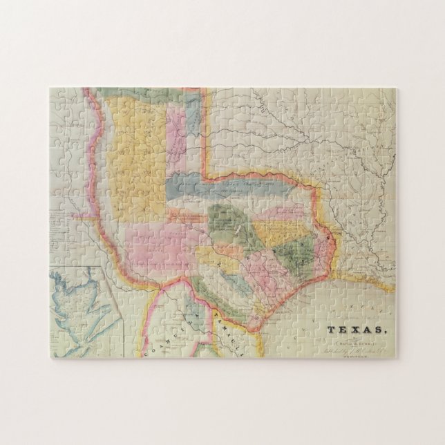 Karte des Staat von Texas | 1835 Puzzle (Horizontal)