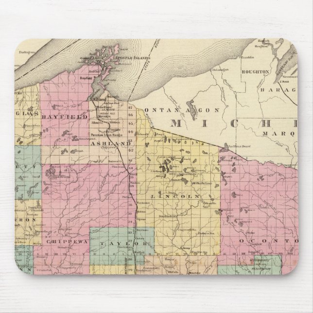 Karte des Staat Wisconsin Mousepad (Vorne)