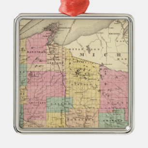 Karte des Staat Wisconsin Silbernes Ornament