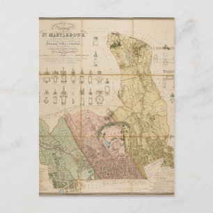 Karte des Stadtteils St Marylebone (London) 1834