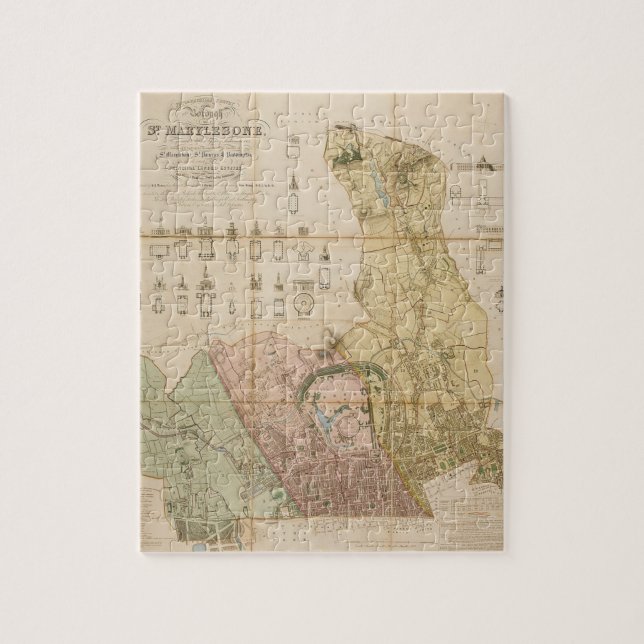 Karte des Stadtteils St Marylebone (London) 1834 Puzzle (Vertikal)