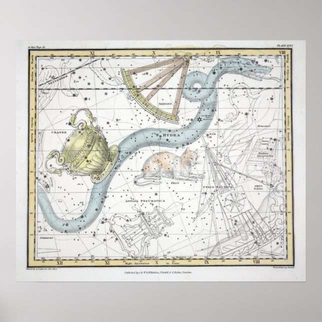 Karte des Sternbilds XXVI Poster (Vorne)