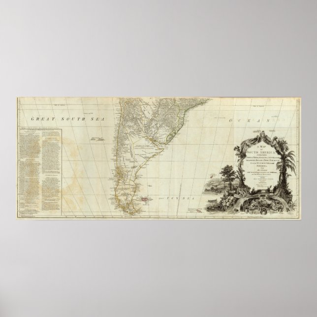 Karte des Südamerika-Abschnitts Poster (Vorne)