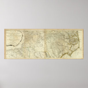 Karte des Südens und des North Carolina Poster