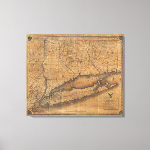 Karte des südlichen Teils des Staat von New York Leinwanddruck