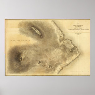 Karte des Teils der Insel Hawaii Poster