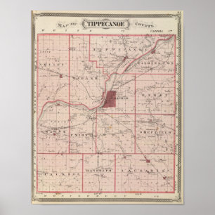 Karte des Tippecanoe-Landkreises Poster