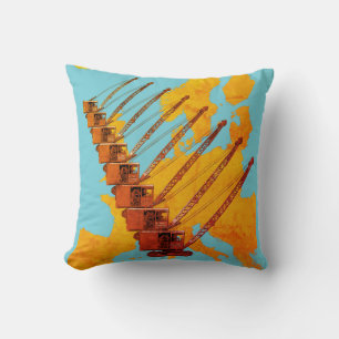 KARTE DES Vintagen KREBSBETREIBERS IN EUROPA Kissen