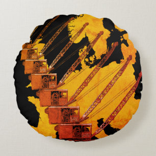 KARTE DES Vintagen KREBSBETREIBERS IN EUROPA Rundes Kissen