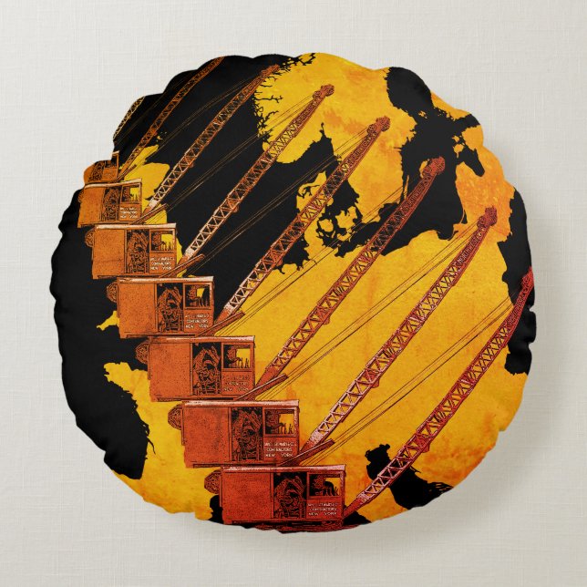 KARTE DES Vintagen KREBSBETREIBERS IN EUROPA Rundes Kissen (Vorderseite)