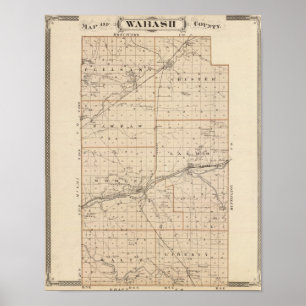 Karte des Wabash-Landkreises Poster