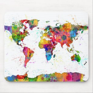 Karte des Weltkarte-Aquarells Mousepad