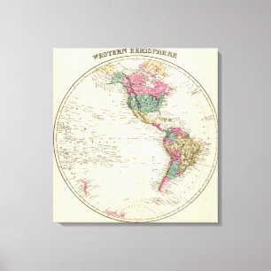 Karte des Westerns Hemisphäre Leinwanddruck