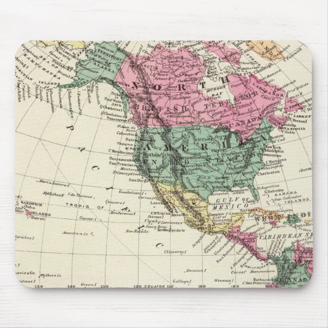 Karte des Westerns Hemisphäre Mousepad (Vorne)
