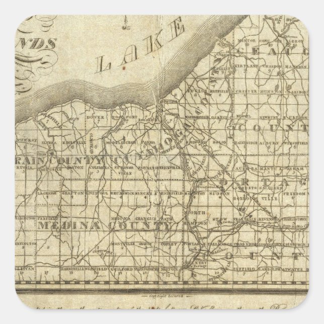 Karte des Westerns Reserve Quadratischer Aufkleber (Vorderseite)