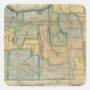 Karte des Westerns Teil des Staat von New York Quadratischer Aufkleber