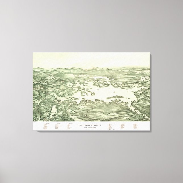 Karte des Winnipesaukee-Sees von 1903 Leinwanddruck (Vorderseite)