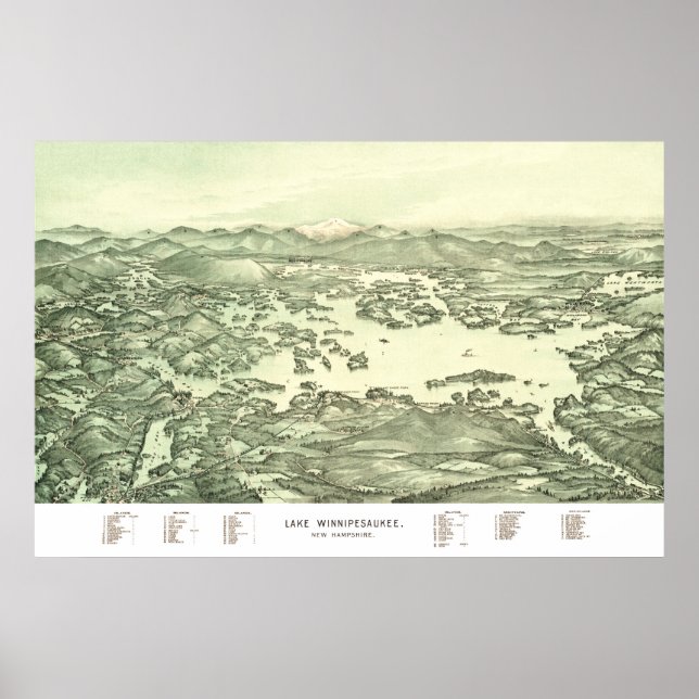 Karte des Winnipesaukee-Sees von 1903 Poster (Vorne)