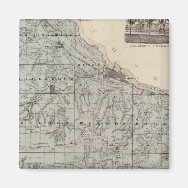 Karte des Winona-Landkreises, Minnesota Magnet (Vorne)