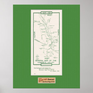 Karte des Yosemite Valley von 1914 Poster