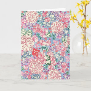 Karte. Design "Rosen Blau Hintergrund" Karte