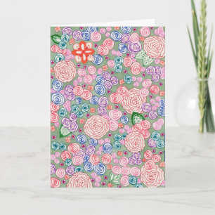 Karte. Design "Rosen grüner Hintergrund" Karte