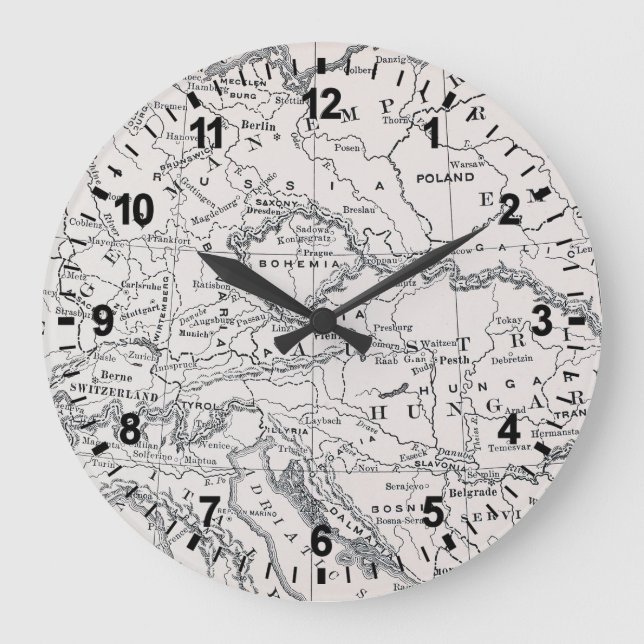 KARTE: DEUTSCHLAND UND ÖSTERREICH GROßE WANDUHR (Vorderseite)